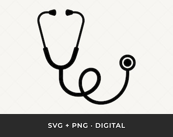 Stethoscope SVG: Medical Icon Clipart, Nurse Doctor Monogram Cut File for Cricut