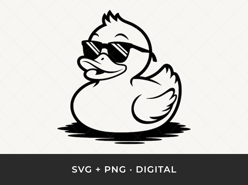 サングラスをかけたアヒルのSVG：面白いゴム製アヒルのクリップアート、Cricut用の夏のベクターカットファイル 画像 1