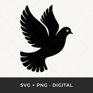 Flying Dove SVG: Peace Memorial Clipart, Bird Silhouette Cut File for Cricut Silhouette