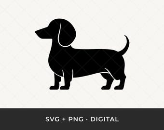 Dachshund SVG: Sausage Dog Clipart, Weiner Dog Outline Cut File for Cricut