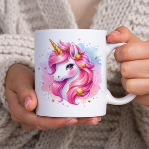 Pink Unicorn Mug Wrap: Gold Glitter Sublimation Design (Digital Download)