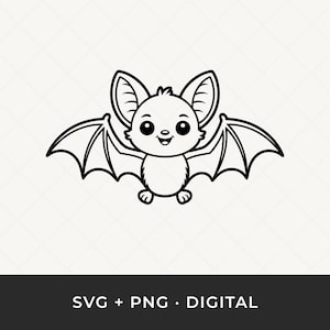 Vleermuis SVG: vliegende Halloween vleermuis clipart, Spooky Cut-bestand voor Cricut en Silhouette