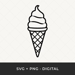 Ice Cream Cone SVG: Summer Dessert Clipart, Sweet Treat Cut File for Cricut