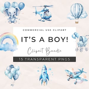 Clipart PNG per babyshower ad acquerello, decorazioni per neonati, bambino ad acquerello, clipart per cameretta dei bambini PNG, download immediato, uso commerciale
