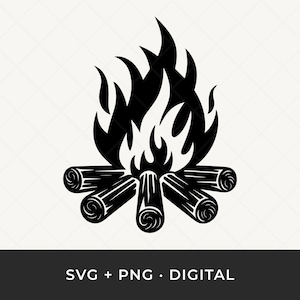 Campfire SVG: Camping Clipart, Bonfire Silhouette Cut File for Cricut & Silhouette