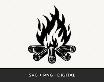 Campfire SVG: Camping Clipart, Bonfire Silhouette Cut File for Cricut & Silhouette