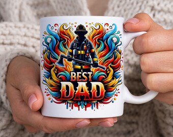 Firefighter Dad Mug Wrap Sublimation Design (PNG)