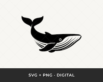 Humpback Whale SVG: Ocean Clipart, Marine Animal Silhouette Cut File for Cricut