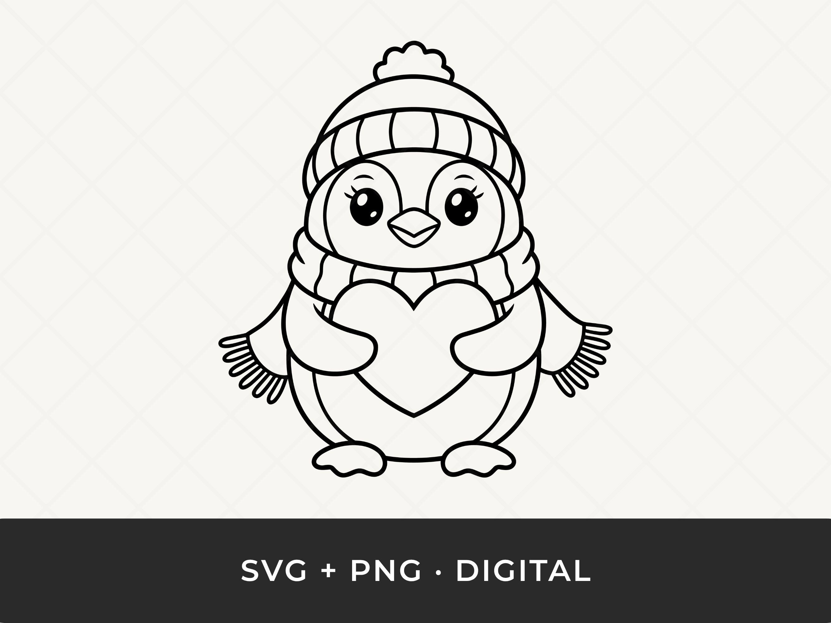 Penguin SVG: Winter Heart Outline Cut File for Cricut - Etsy