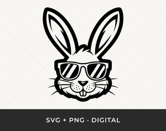 Bunny with Glasses SVG: Easter Rabbit Cut File for Cricut and Silhouette