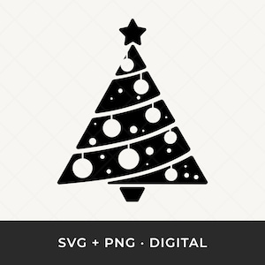 Gedecoreerde kerstboom SVG: feestelijk dennensilhouet, vakantie gesneden bestand