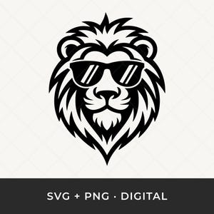 Lion SVG: Sunglasses Lion Outline Clipart Cut File for Cricut and Silhouette