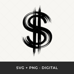 Dollar Sign SVG: Brushstroke Money Symbol Cut File for Cricut and Silhouette