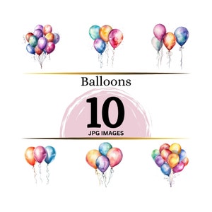 Clipart ballons - 10 fichiers JPG de haute qualité - téléchargement numérique - fabrication de cartes, techniques mixtes, création numérique en papier