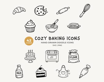 Baking Bundle SVG: Cozy Kitchen Outline Cut Files for Cricut