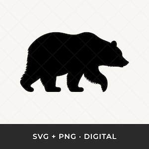 Mountain Bear SVG: Woodland Animal Silhouette, Outdoor Hiking Cut File for Cricut & Silhouette
