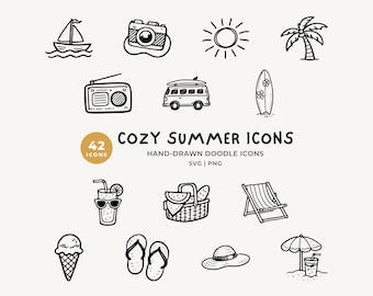 Summer Bundle SVG: Cozy Beach Outline Cut Files for Cricut