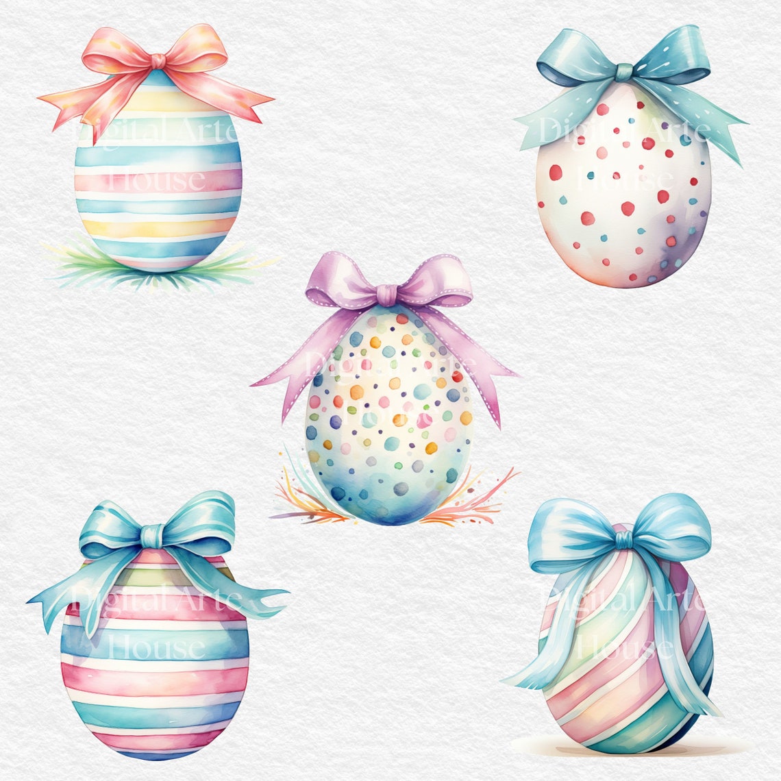 Watercolor Pastel Easter Eggs Clipart: PNG Bundle (digital Download) - Etsy