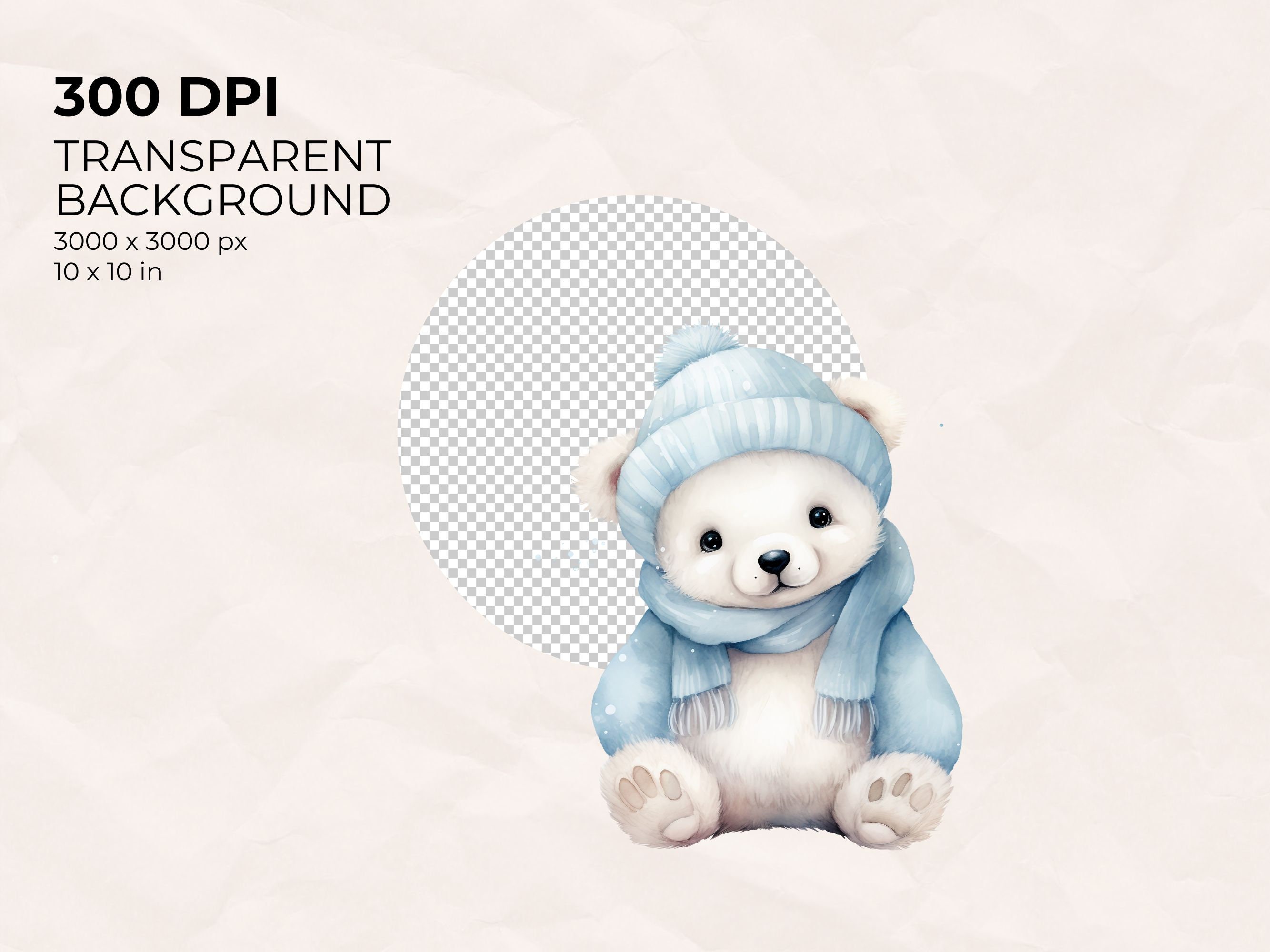 Watercolor Polar Bear Clipart – Winter Animal PNG Images, Commercial ...