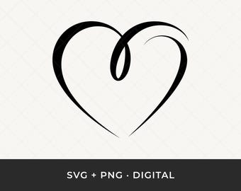 Contour coeur minimaliste SVG : Clipart amour, fichier de coupe vectorielle découpé au laser pour Cricut & Silhouette