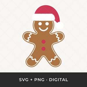 Gingerbread Man SVG: Holiday Cookie Clipart with Santa Hat