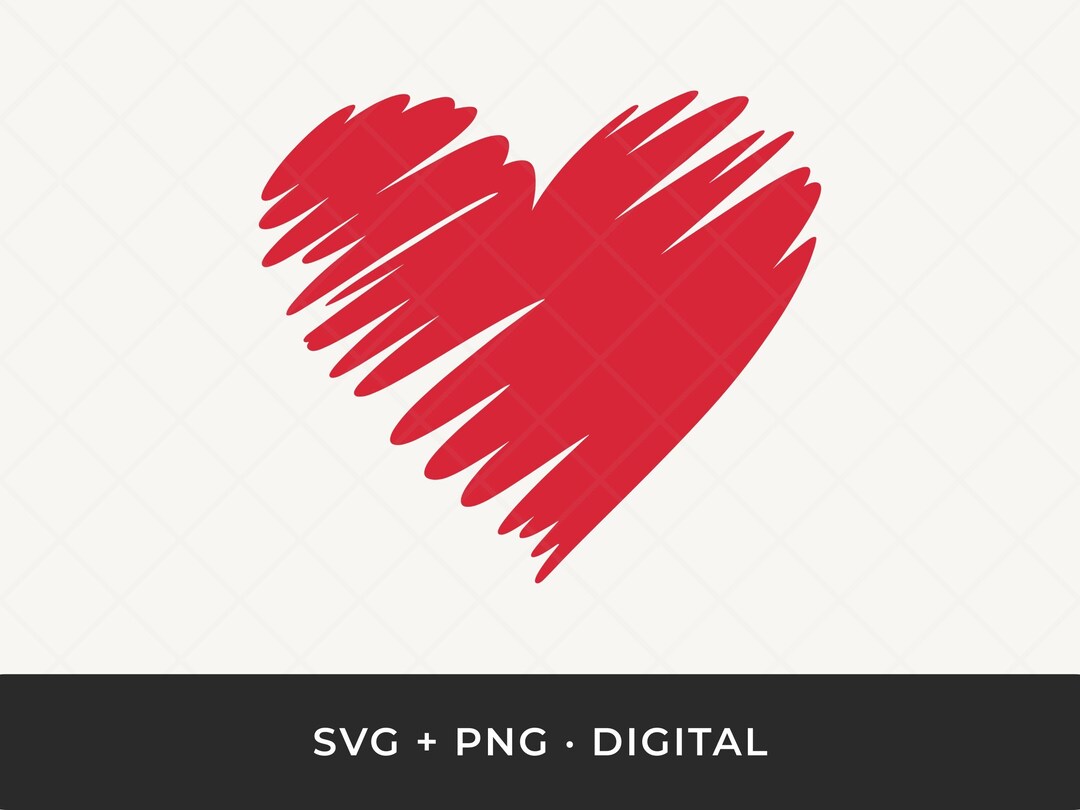 Heart SVG: Scribble Hand-drawn Valentine Cut File for Cricut and ...