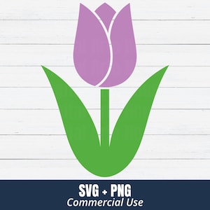 Tulip SVG: Wildflower Floral Clipart, Spring Botanical Cut File for Cricut
