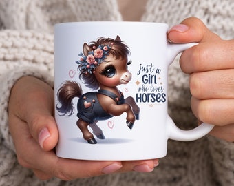 Envoltorio para taza de caballo bebé: Diseño de chica que ama los caballos (Descarga digital PNG)