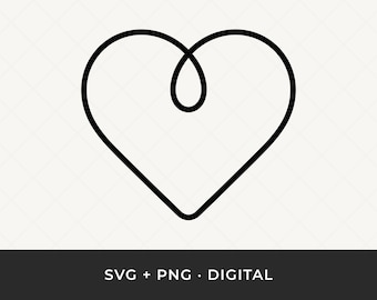 Contour coeur SVG : fichier de coupe amour minimaliste pour Cricut et Silhouette