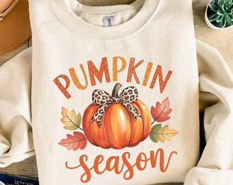 Pumpkin Season Bow PNG: Retro Halloween, Fall Vibes (Digital Download)