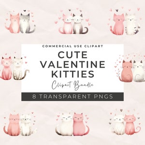 Niedliches Valentine Katzen Clipart Bundle - Valentine Katzenmama, Valentine Clipart PNG, Herzen PNG Design, Scrap-Buch, Kommerzielle Verwendung