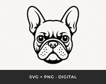 フレンチブルドッグ SVG: Cricut、レーザーカット用ラインアート