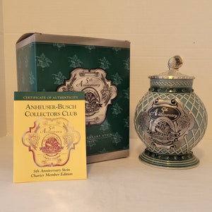 1999 Anheuser Busch Collector&#39;s Club 5th Anniversary Stein, &quot;Charter Member&quot;, CB13C