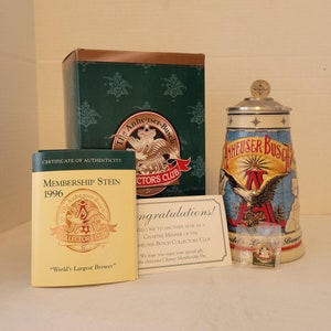 1996 Anheuser Busch Collector&#39;s Club Membership Stein &quot;World&#39;s Largest Brewer&quot; CB3