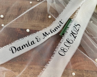 Personalized bouquet ribbon | Bouquet | Bridal bouquet | Bouquet ribbon for bridal bouquet, wedding, and marriage ceremony | Dügün Kurdelesi