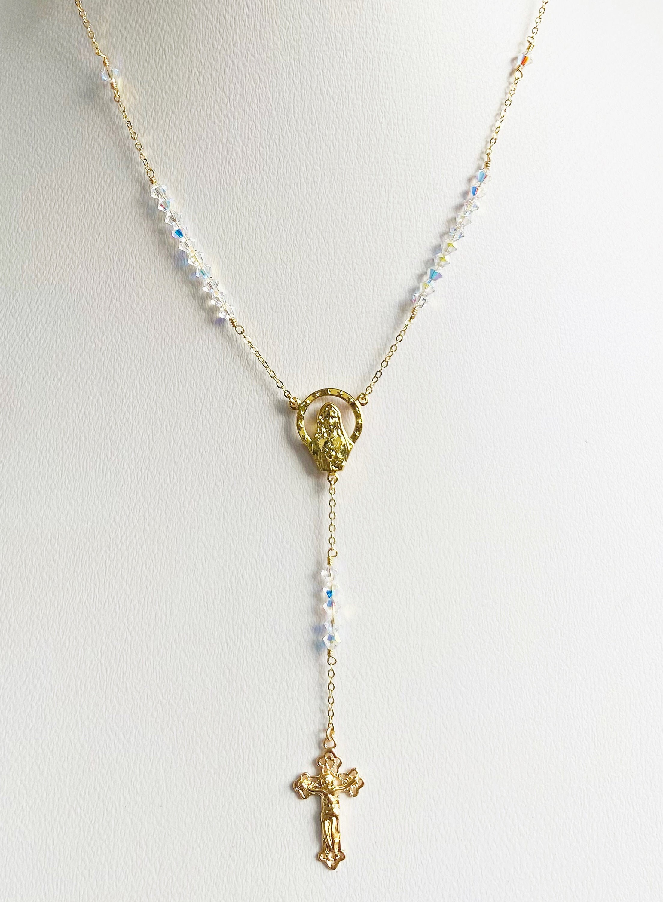 24k Gold Catholic Rosary Necklace Beads 