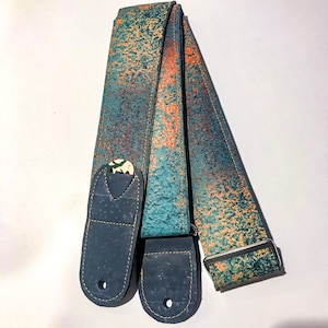 Vegan Guitar strap |Rusty Copper fabric guitar strap |  Handmade Adjustable Comfortable Instrument Strap | guitar player gift