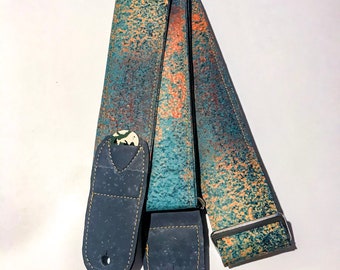 Vegan Guitar strap |Rusty Copper fabric guitar strap |  Handmade Adjustable Comfortable Instrument Strap | guitar player gift