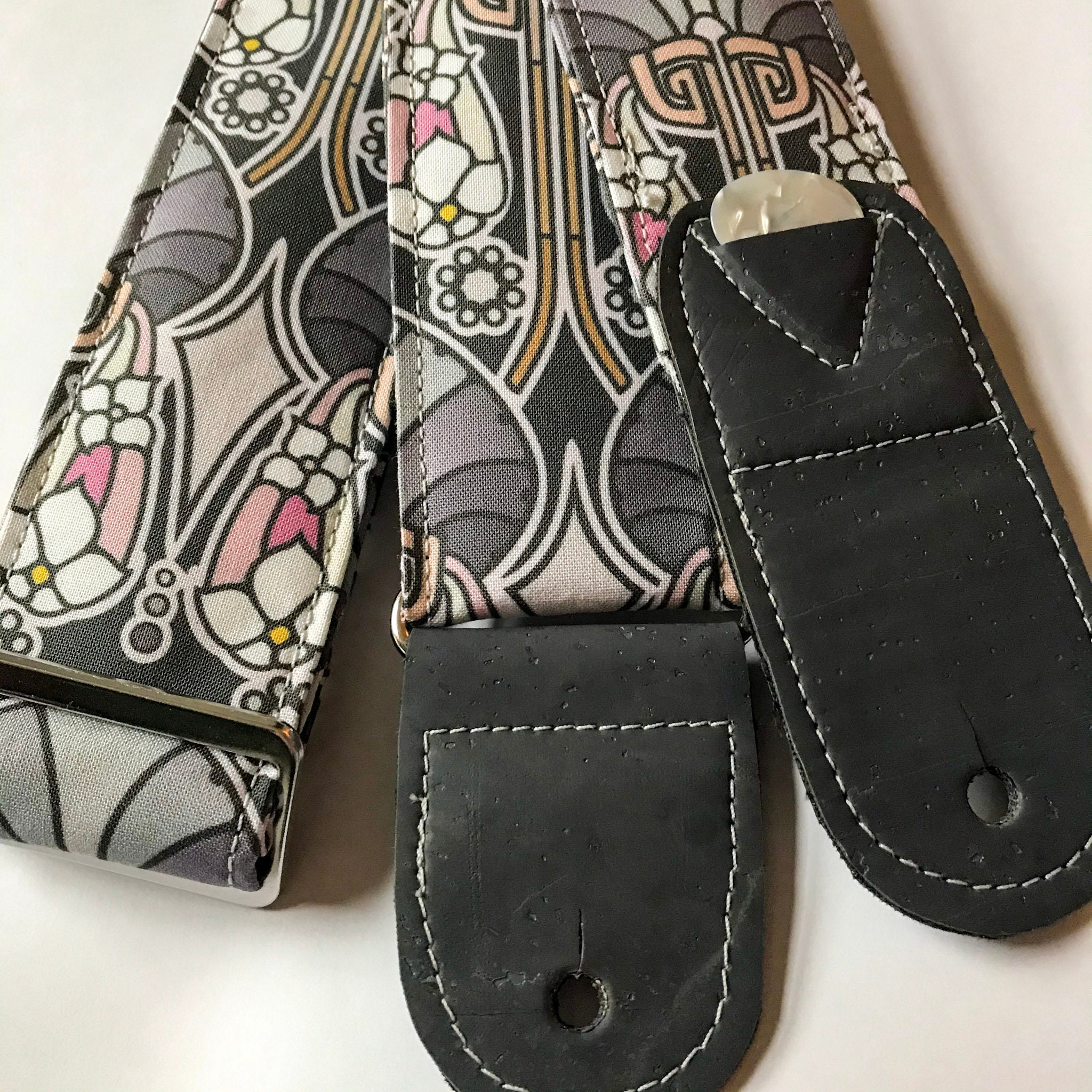 Vegan Guitar Strap art Deco Guitar Strap Handmade Etsy