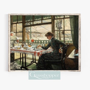 Vintage Oil Painting, Woman Reading Print, PRINTABLE Wall Art, Digital DOWNLOAD