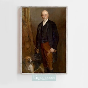 Vintage Portrait Gentleman und Hund, antikes Ölgemälde, DRUCKBARE Wandkunst, DIGITAL DOWNLOAD