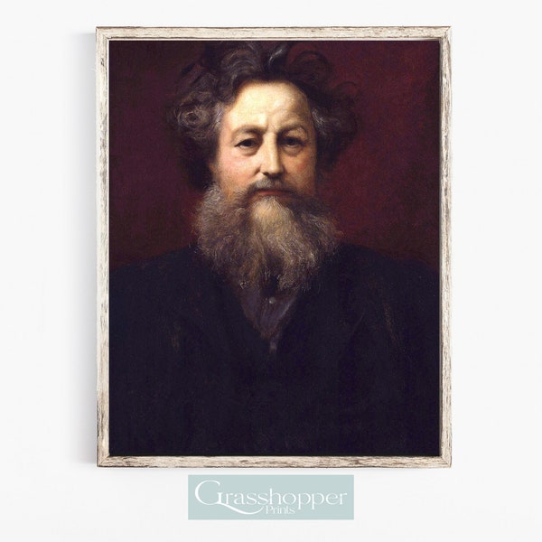 Portrait of William Morris, Famous Man Painting, Vintage Art Nouveau Artist , PRINTABLE Wall Art, DIGITAL DOWNLOAD