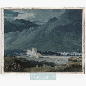 Irish Landscape Print, Ireland Scenery Painting, Castle Ross Watercolour, PRINTABLE Wall Art, Digital DOWNLOAD
