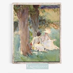 Victorian Women Print, Pastel Watercolour Landscape, Friendship Art Prints, Vintage Lady Portrait, PRINTABLE Wall Art, Digital DOWNLOAD