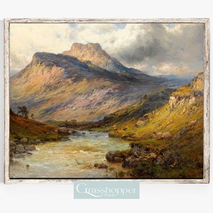 Scottish Highlands Landscape Print, Vintage Scotland Painting, Loch Lomond Scenery, PRINTABLE Wall Art, Digital DOWNLOAD