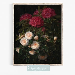 Moody Dark Floral Print, Vintage Roses Painting, PRINTABLE Wall Art ...