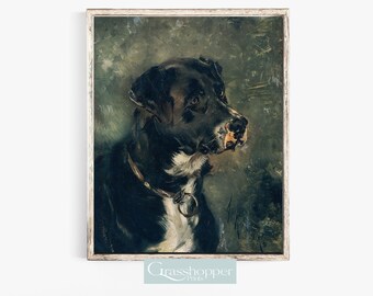 Vintage hundtryck, antik hundmålning, djurväggkonst, utskrivbar väggkonst, digital nedladdning