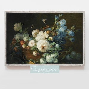 Vintage Blumenmalerei, Blumen in Vase Druck, botanisches Stillleben, DRUCKBARE Wandkunst, digitaler DOWNLOAD