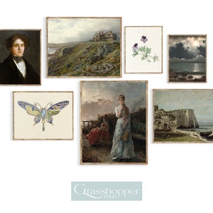 Coastal English Countryside, Regency England Portrait, Art Nouveau Butterfly, Eclectic Vintage Wall Art, PRINTABLE Decor, DIGITAL DOWNLOAD