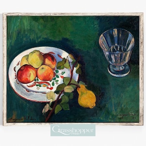 Vintage Still Life Painting, Fruit Art Print, Rustic Farmhouse Decor ...